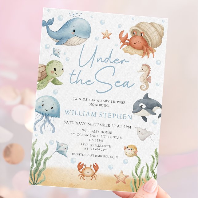 Ocean Animals Under The Sea Baby Shower Invitation (Creator Uploaded)