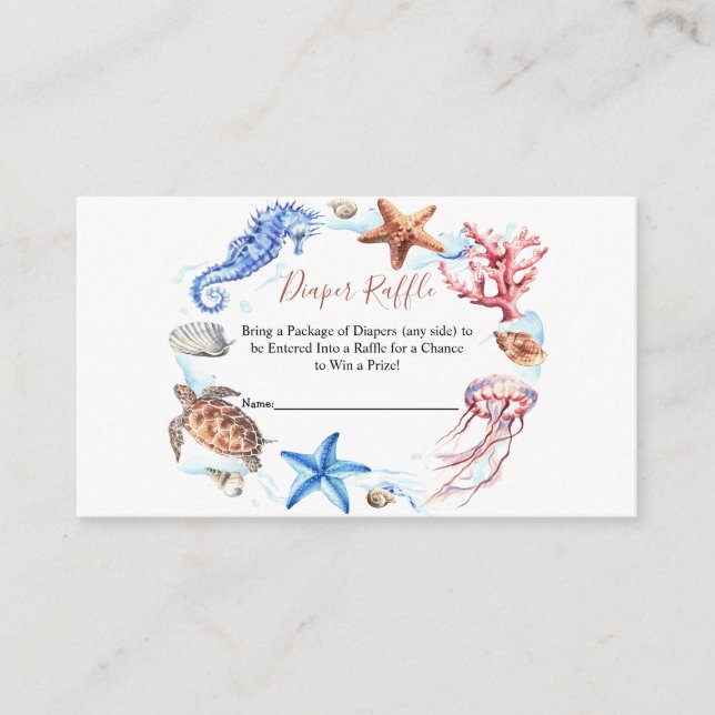 Ocean Animals Under the Sea Diaper Raffle Place Card (Front)