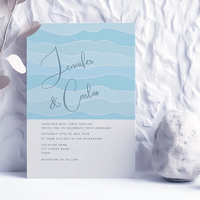 Ocean Aqua Blue Faire-part de mariage (Créateur téléchargé)
