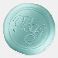 Ocean Aqua Calligraphie Monogramme Stickers cire