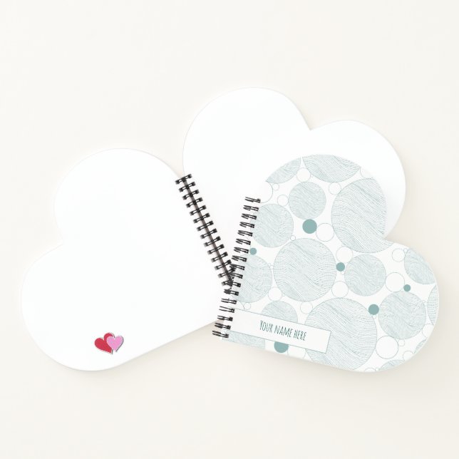 Ocean Aqua Waves Heart Shape Spiral Notebook (Inside)