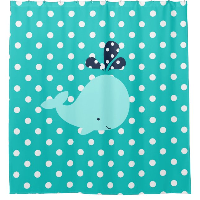 Ocean Aqua Whale on Turquoise Polka Dots (Front)
