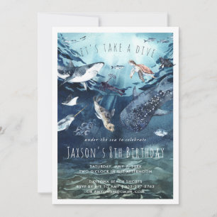 Océan aquarelle Invitation de fête d'anniversair