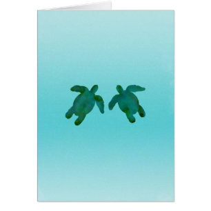 Océan Aquarelle Vert Bleu 2 Tortues de Mer