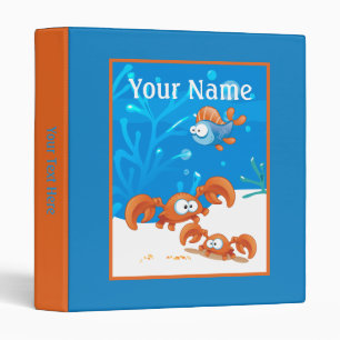 Ocean Aquatic Cute Crab Funny Fish Custom Binder