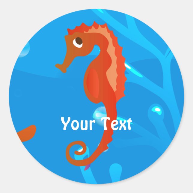 Ocean Aquatic Cute Seahorse Custom Sticker (Front)