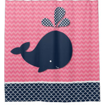Ocean Aquatic Whale Chevron Stripes Pink and Navy