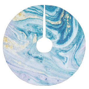 Ocean Art: Marble Agate Swirls. Brushed Polyester Tree Skirt
