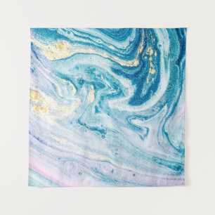 Ocean Art: Marble Agate Swirls. Tapestry
