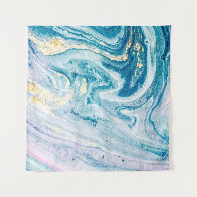 Ocean Art: Marble Agate Swirls. Tapestry (Front)