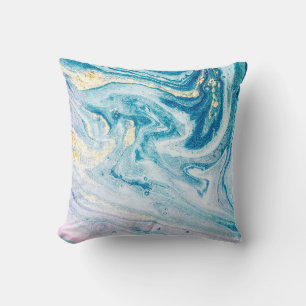 Ocean Art: Marble Agate Swirls. Throw Pillow