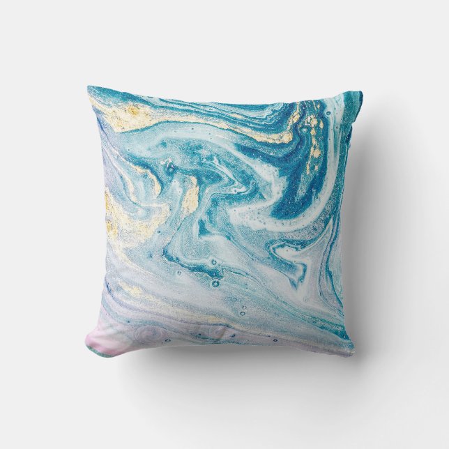 Ocean Art: Marble Agate Swirls. Throw Pillow (Front)