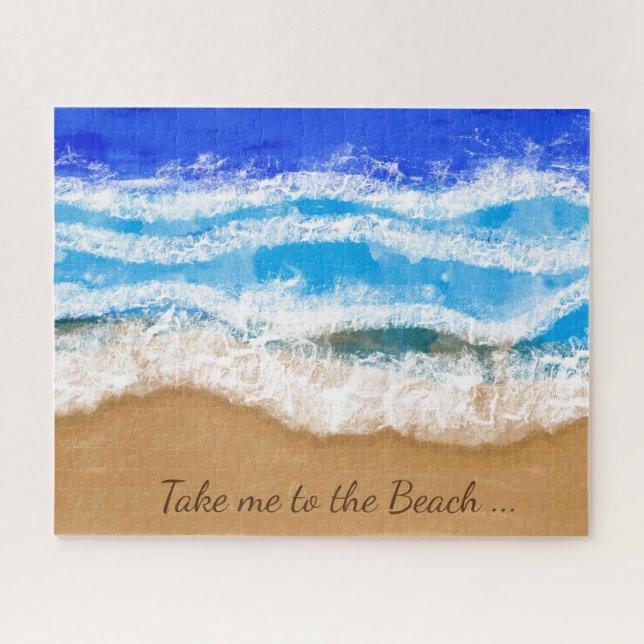 Ocean Art, White Foamy Waves on a Sandy Beach   Jigsaw Puzzle (Horizontal)