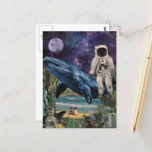 Ocean astronaut beach collage postcard