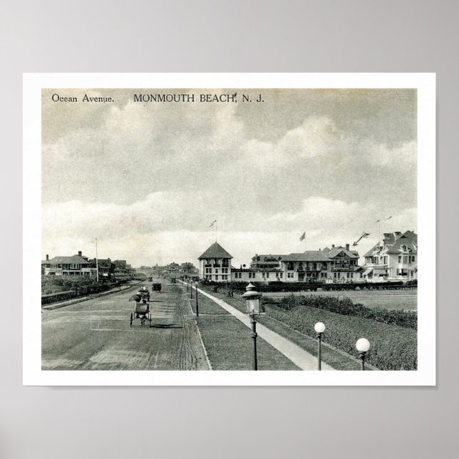 Ocean Ave, Monmouth Beach NJ Vintage Poster (Front)