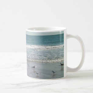 Océan avec la tasse de mouettes