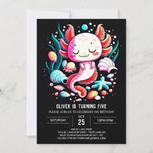 Ocean Axolotl Kids Birthday Celebration Invitation