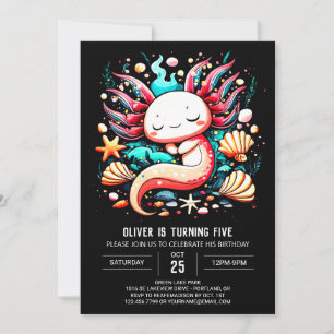 Ocean Axolotl Kids Birthday Invitation