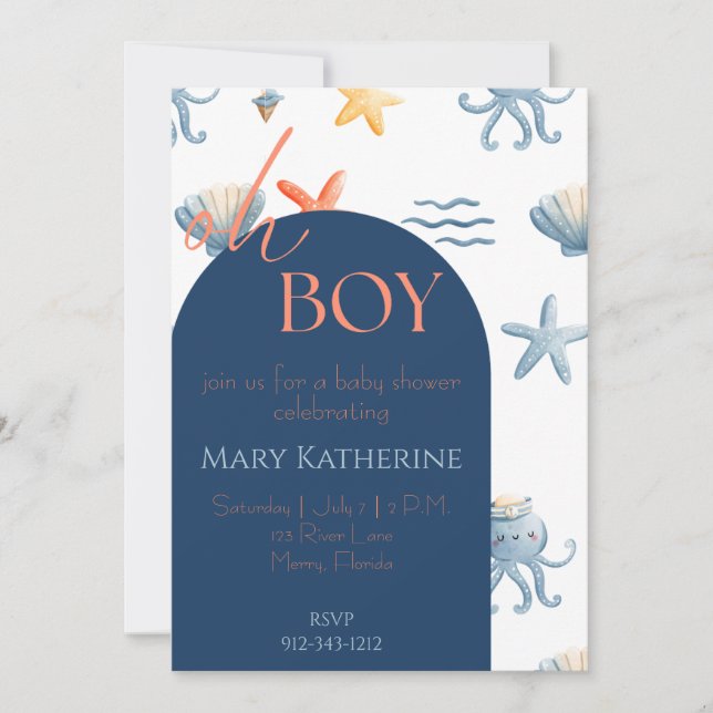 Ocean Baby Boy Shower invitation (Front)