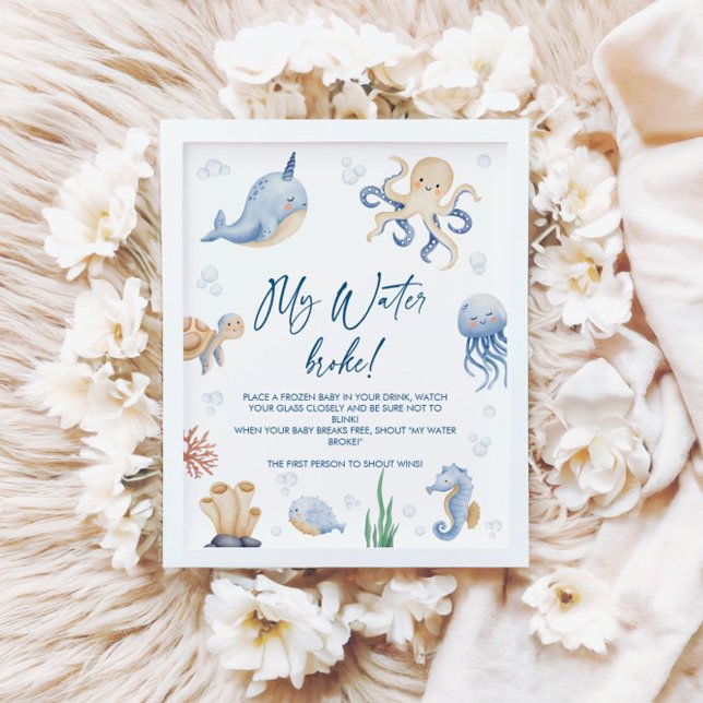 Ocean Baby Shower My Water Broke Game Sign (Creator Uploaded)