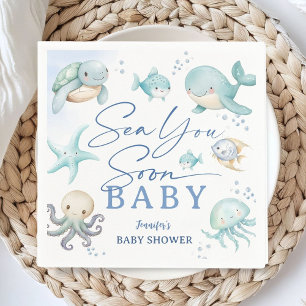 Ocean Baby Shower Sea You Soon Boy Paper Napkin