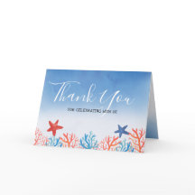 Ocean Baby Shower Watercolor Starfish Thank You
