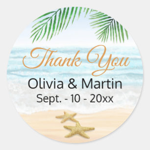 Ocean, Beach and Starfish Classic Round Sticker