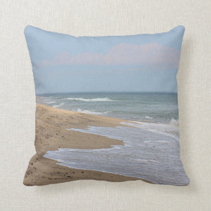 Ocean beach and waves throw pillow