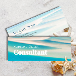 Ocean Beach Aqua Blue Mini Carte de visite