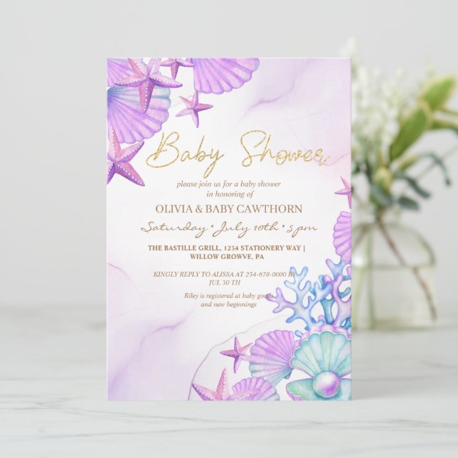 Ocean Beach Baby Shower Gender Neutral Invitation (Standing Front)