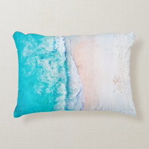 Ocean beach, beautiful landscape, travel theme. accent pillow