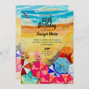 Ocean Beach Birthday Party Invitations