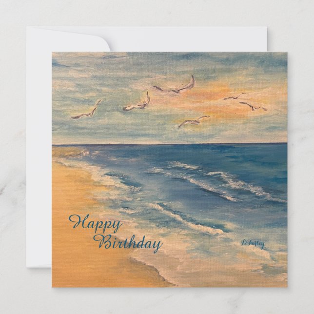 Ocean Beach Breeze Flat Thank You Card (Front)