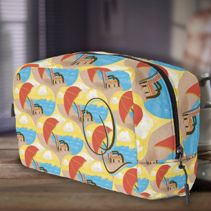 Ocean Beach Chair Art Custom Initial Toiletry Bag