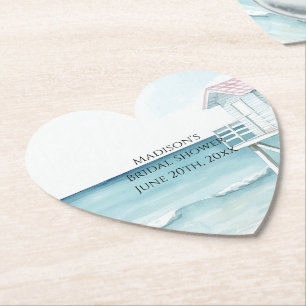 Ocean Beach Coastal Bridal Shower Paper Coaster