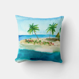 Ocean Beach Coastal  Island Throw Pillow