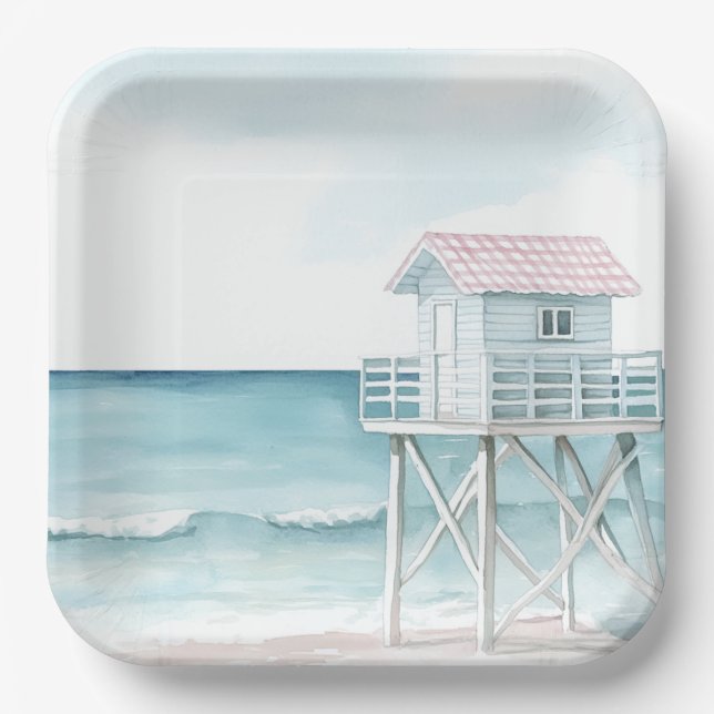 Ocean Beach Coastal  Paper Plate (Front)
