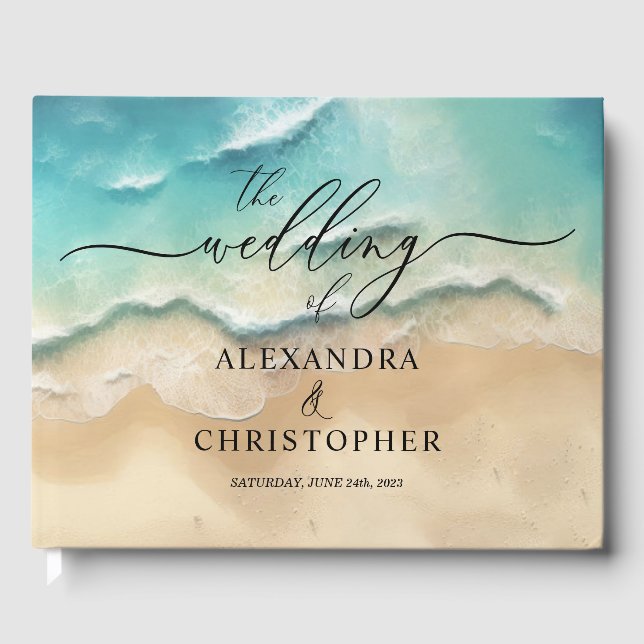 Ocean Beach Cute Signature Summer Guest Guest Book (Front)