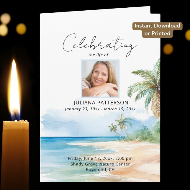 Ocean Beach Downloadable Funeral Program (Creator Uploaded)