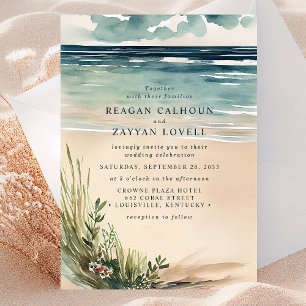 Ocean Beach Faire-part de mariage d'aquarelle