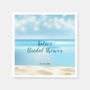 Ocean Beach Fairy Lights Bridal Shower Napkin