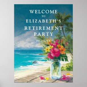 Ocean Beach Floral Retirement Party Welcome Sign