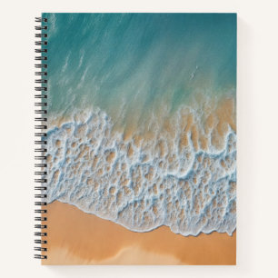 Ocean Beach From Above Turquoise Sea Waves Notebook