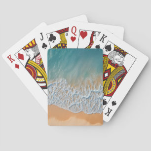 Ocean Beach From Above Turquoise Sea Waves Playing Cards