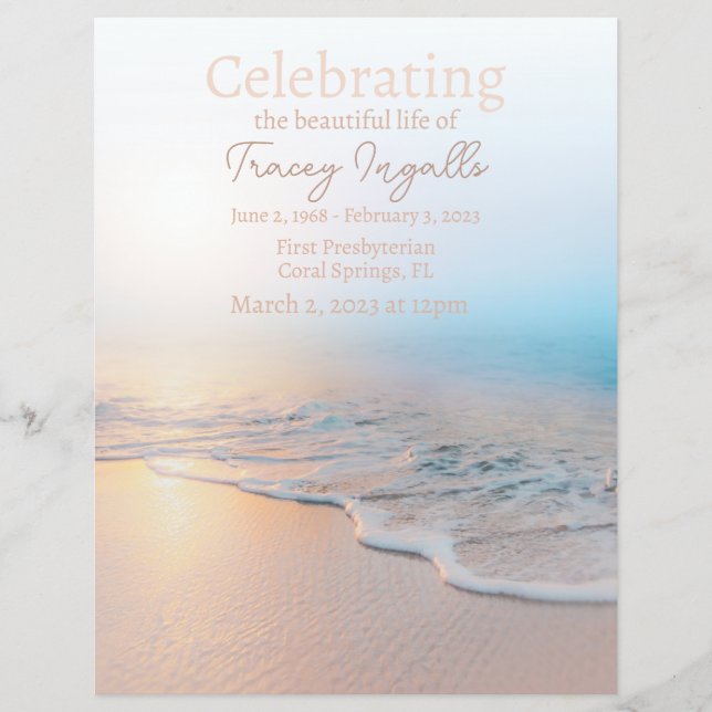 Ocean Beach Funeral Celebration of Life Flyer (Front)