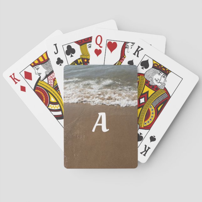 Ocean Beach Monograms Initial Water Waves 2022 Playing Cards (Back)