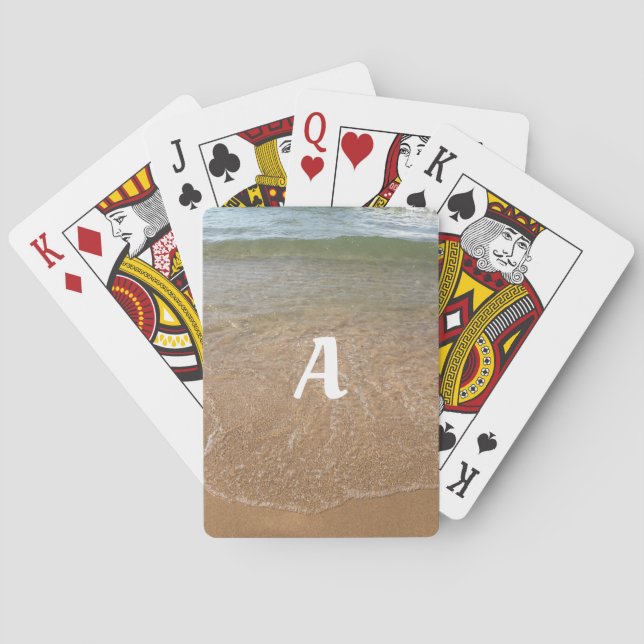 Ocean Beach Monograms Initial Water Waves Cool Playing Cards (Back)