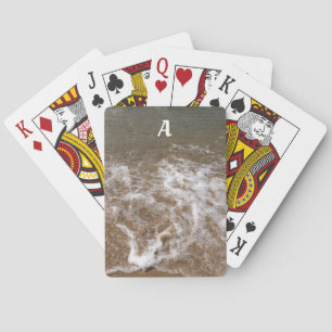 Ocean Beach Monograms Initial Water Waves Gift Playing Cards