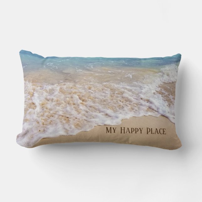Ocean Beach My Happy Place Lumbar Pillow (Front)