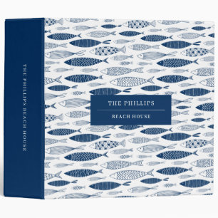 Ocean Beach Nautical Fish Pattern Binder